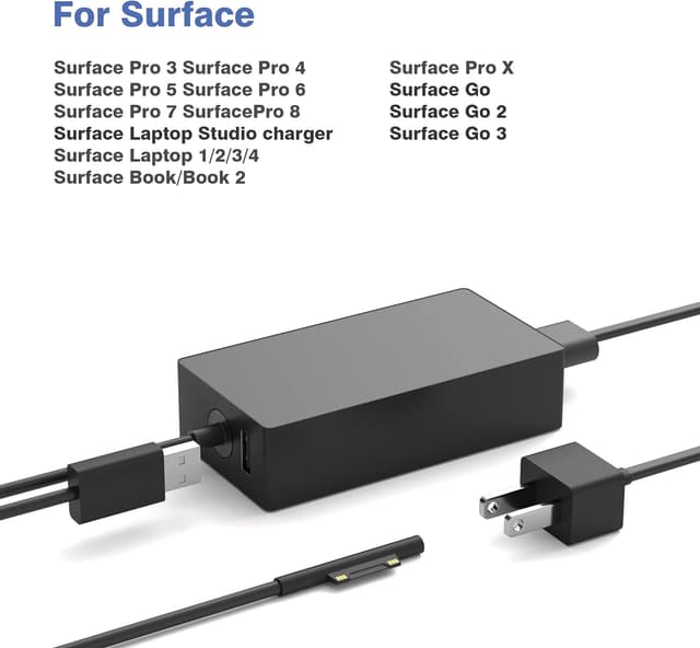Detalle de YBRUZRUB 65W Surface Pro Charger (Compatible with Surface Pro, Surface Laptop, Surface Go & More)