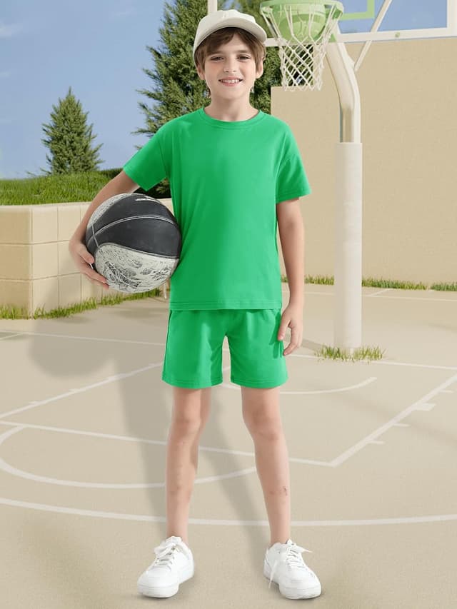 Detalle 2 de Hotfiary boy & girl 2-piece cotton summer set (short-sleeve T-shirt and shorts) for toddlers and kids