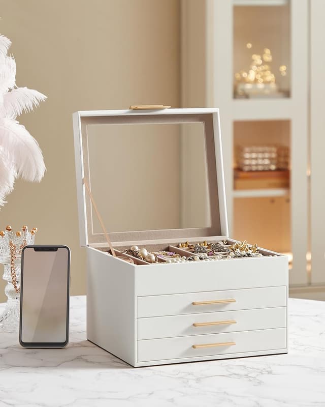 Detalle de SONGMICS MJBC173W01 caja de joyas 4 niveles