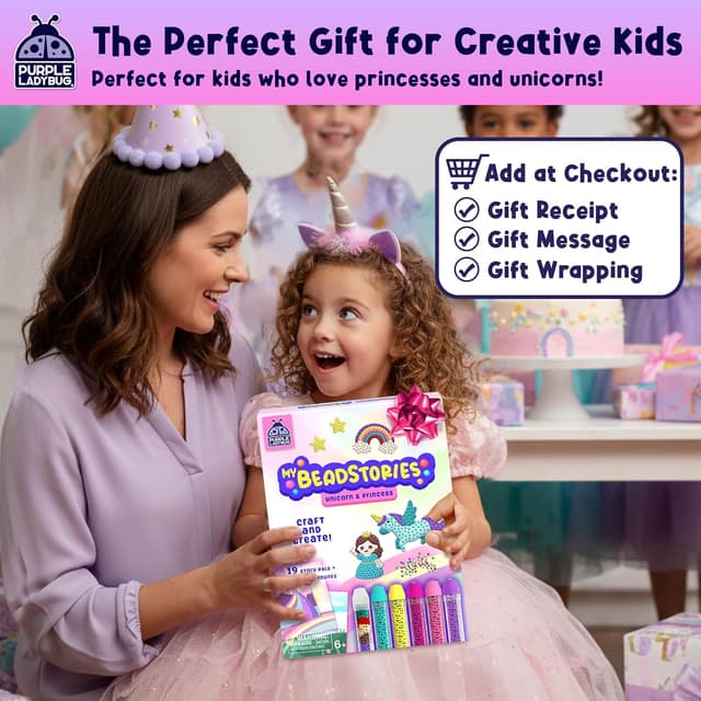 Detalle de My BeadStories Princess Unicorn Bead Mosaic Art Kit for Kids (Ages 4–10)