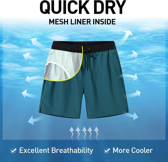 Detalle de Arcweg Pantaloncini da bagno uomo a asciugatura veloce con fodera a rete e taschino