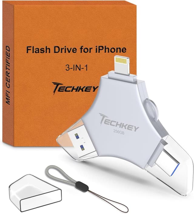 Detalle de iPhone USB Flash Drive 256GB, MFi 3-in-1
