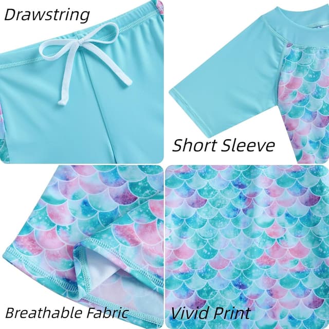 Detalle 2 de Fanient Girls UPF 50+ two-piece short sleeve swimsuit (4–10 years)