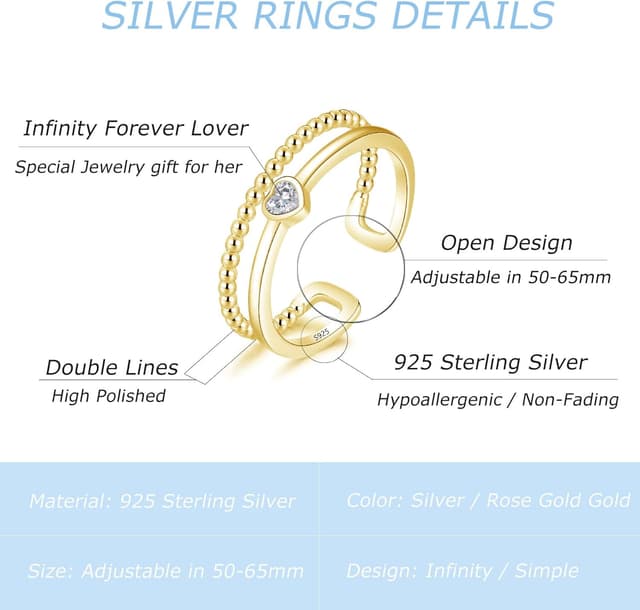 Thumbnail 4 de Cangall Adjustable 925 Sterling Silver Infinity Ring ๐