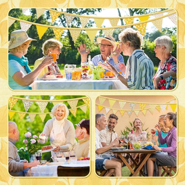 Thumbnail 6 de Alintor Floral Bunting (Yellow) – 45 flags fabric vintage Easter banner for garden parties