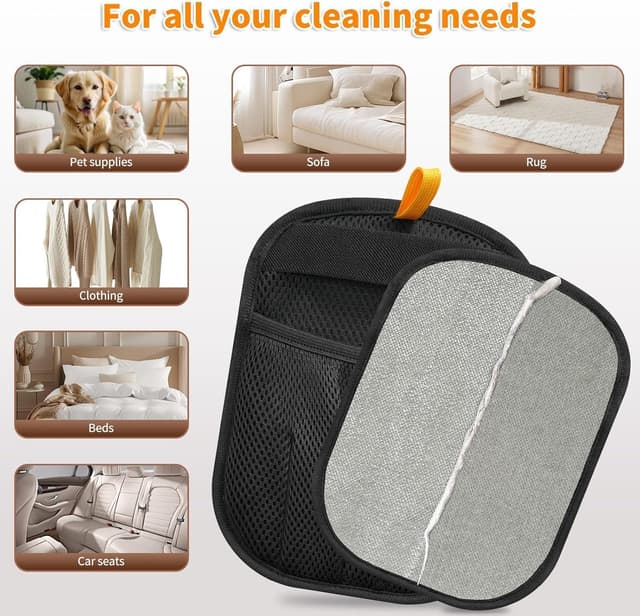 Detalle 2 de ROMANVIC Tierhaarentferner-Handschuh (2 Stück) – elektrostatisch, doppelseitig, für Hunde & Katzen