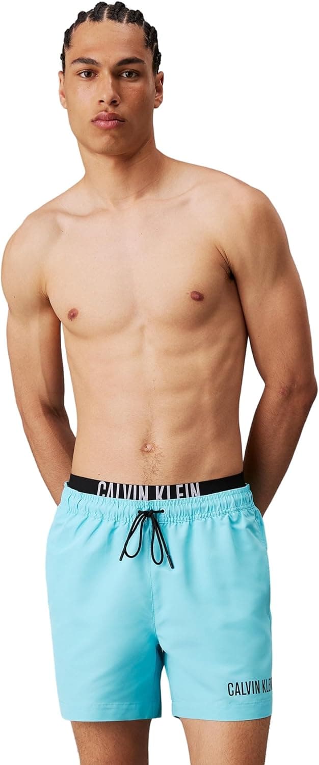 Detalle de Calvin Klein Men’s Medium Double Waistband Mid Length Swim Shorts