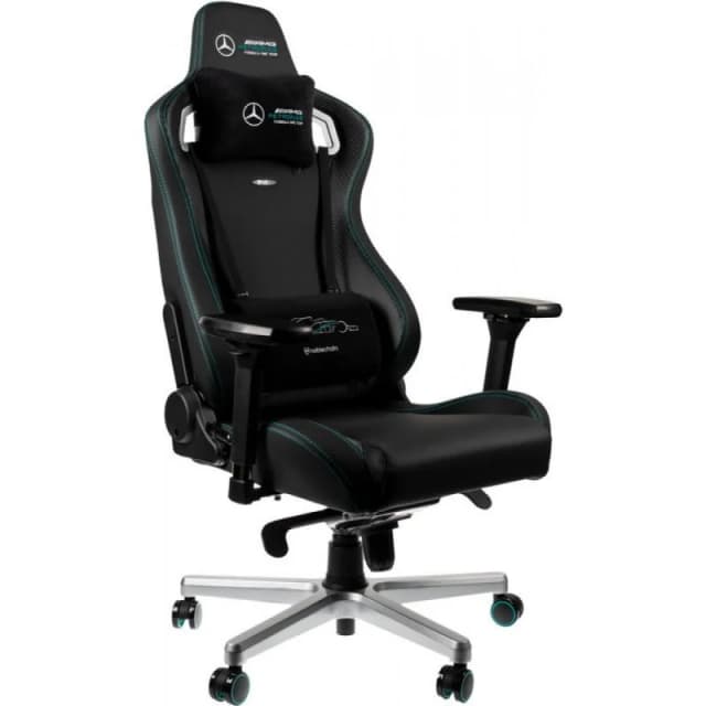Detalle 2 de Noblechairs Epic Cuero PU Mercedes-AMG Petronas F1 Team Silla Gaming Negra (Edición 2021)