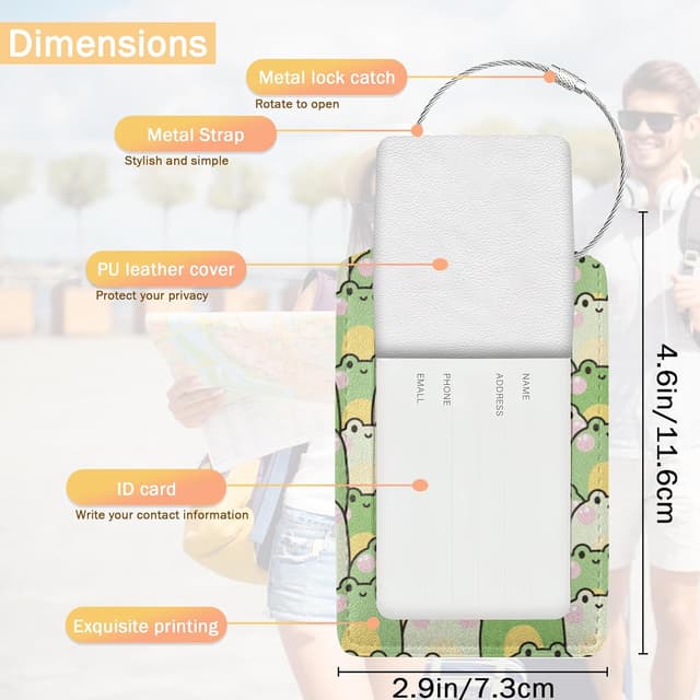 Thumbnail 2 de Cute Cartoon Frog Luggage Tag