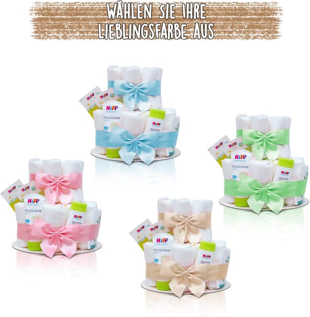 Detalle de Milaboo MilaBoo Windeltorte für Mädchen, 2-stöckig (31-teilig) mit HIPP Premiumprodukten in Rosa