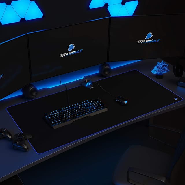 Detalle de CSL Übergröße Gaming-Mauspad Titanwolf (1200 x 600 mm) – XXXL Unterlage für Maus & Tastatur