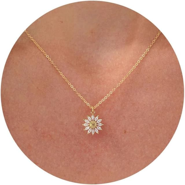 Detalle de HANLI 14K Gold vergoldete Halskette für Damen mit Anhänger – zarte Kette, hypoallergen