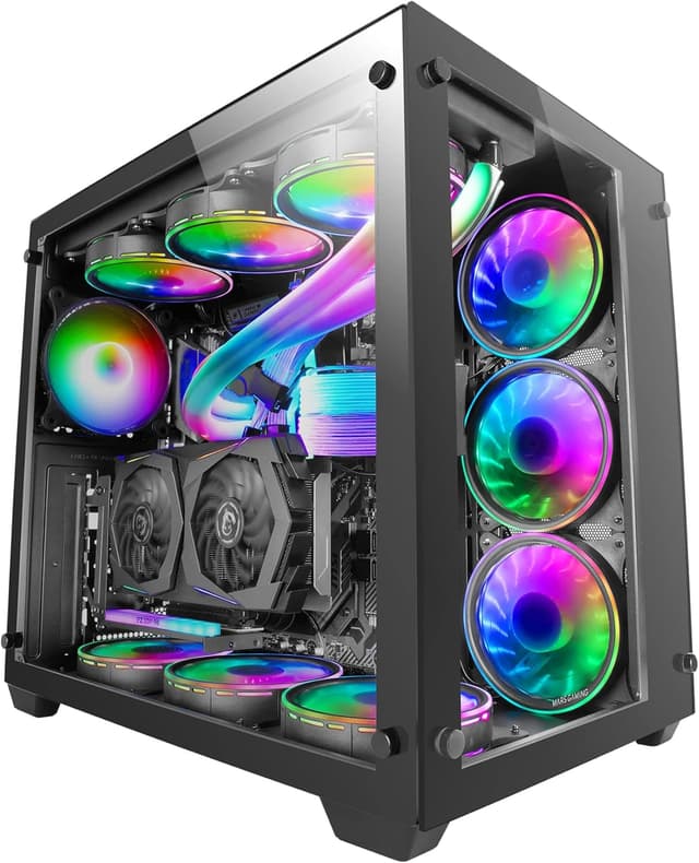 Thumbnail 6 de Mars Gaming MC-400 Weiß – kompaktes Micro-ATX-Gaming-Gehäuse mit Voll-Seitenfenster aus gehärtetem Glas