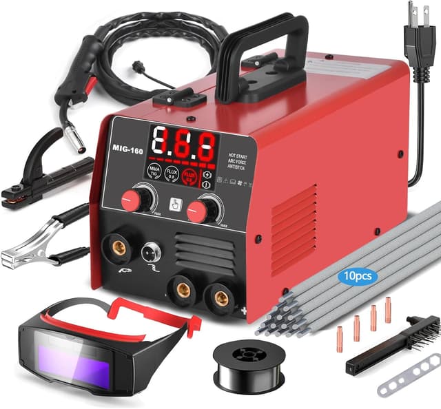 Detalle de XR MARKET 160Amp 3-In-1 Welder (Flux Core / Lift TIG / Stick) with Auto-Darkening Welding Goggles