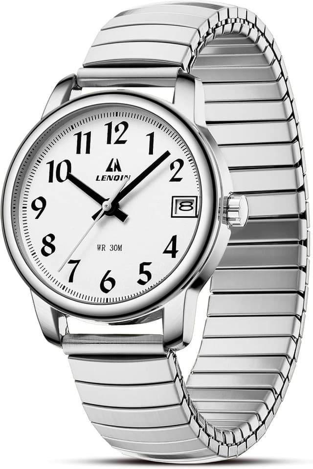 Detalle de LN LENQIN orologio donna analogico al quarzo in acciaio con cinturino espandibile, impermeabile 3 ATM