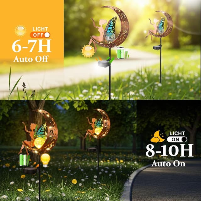 Detalle de ZKLiLi Outdoor Solar Fairy Garden Light – wasserdichte hängende Laterne für Terrasse, Wege & Garten