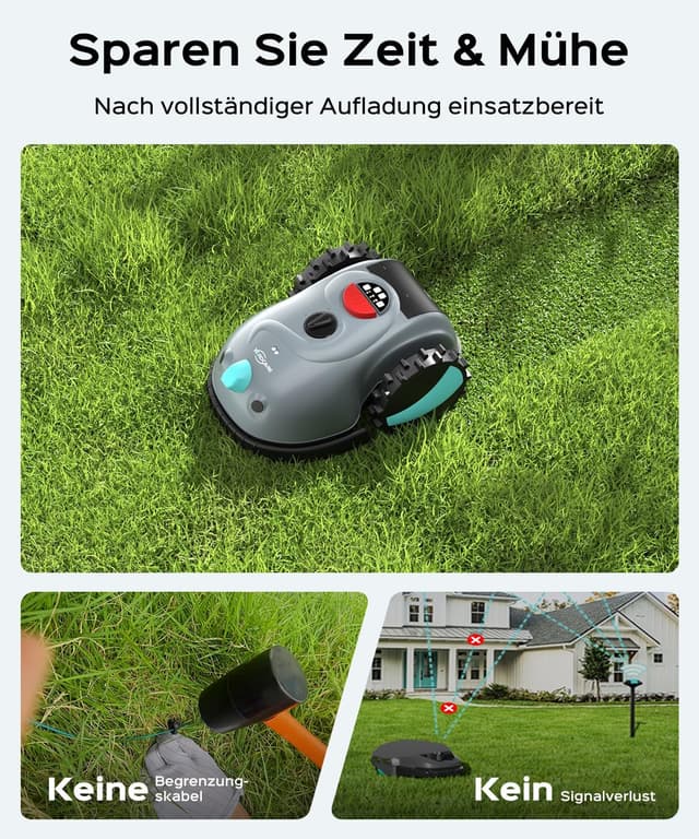 Detalle de YARDCARE V100 Mähroboter ohne Begrenzungskabel mit Kamera & Hindernisvermeidung