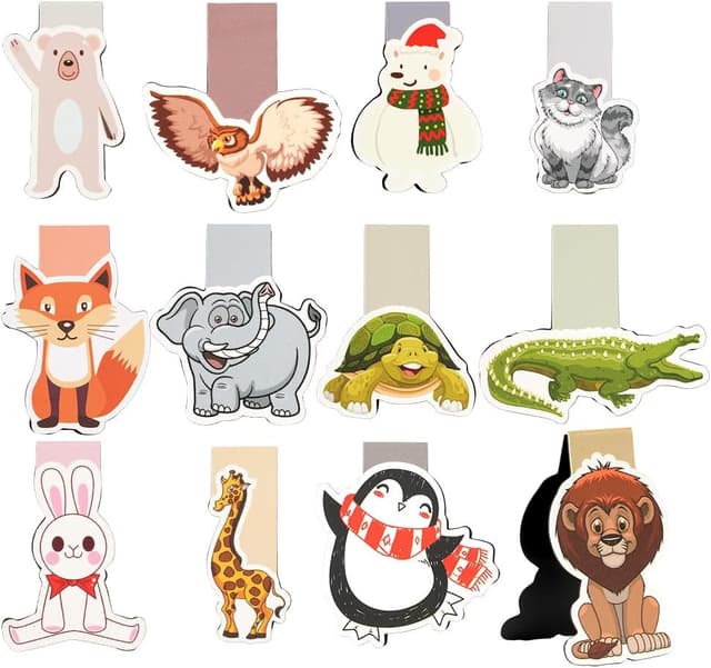 Detalle de AUYAO set da 12 segnalibri magnetici con clip e design a fumetti