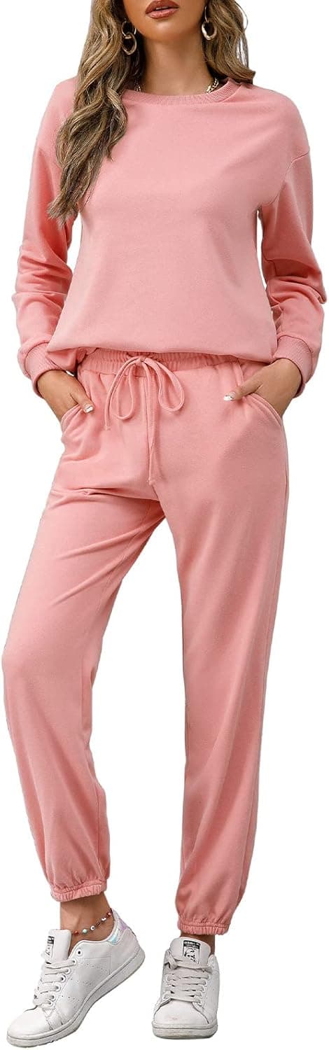 Detalle 2 de REORIA Damen Trainingsanzug-Set Langarm mit Rundhalsausschnitt – Hoodie & Jogginghose (Zweiteiler)