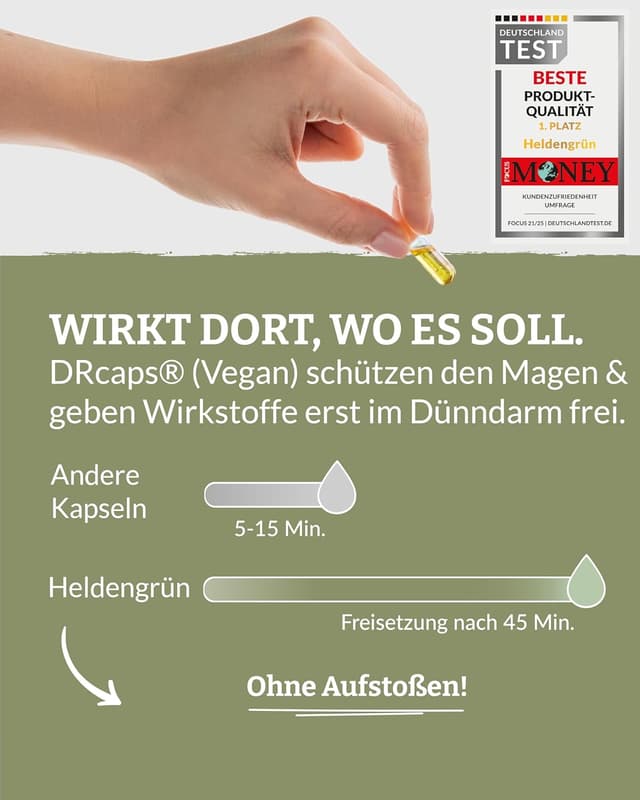 Detalle 2 de Heldengrün Oregano Öl Kapseln 100 mg Carvacrol