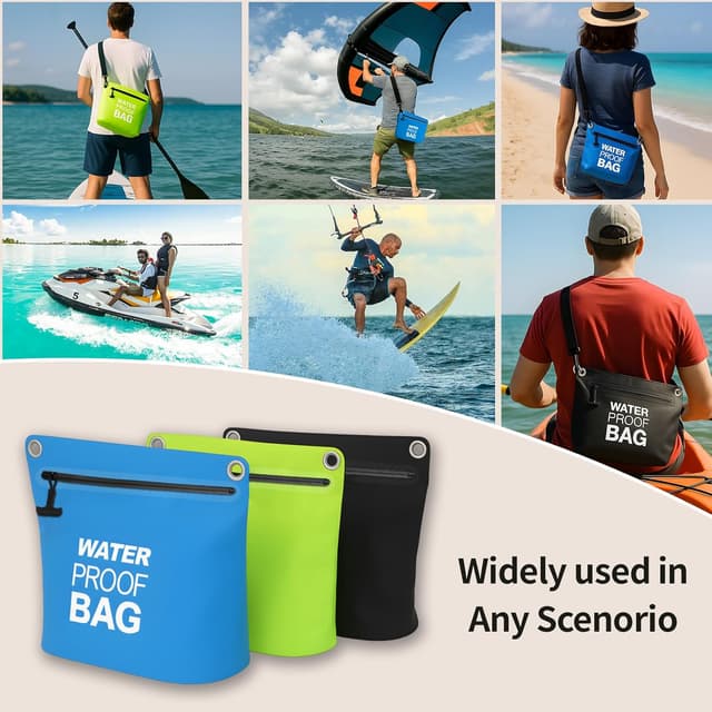 Detalle 2 de BLUEVER Wasserdichte Tasche (Dry Bag) mit luftdichtem Reißverschluss – 4L für Outdoor, Camping, Strand & Kajak