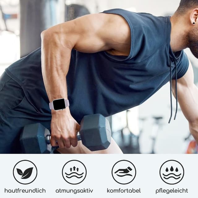 Detalle 2 de HdanMole Sport Strap silicone replacement for Apple Watch (compatible 38–46mm and Series 1–11/SE)