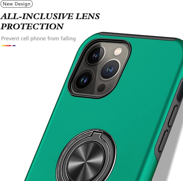 Detalle de SORAKA Hülle für iPhone 14 Pro mit unsichtbarem Ringhalter und Metallplatte für magnetische Autohalterung