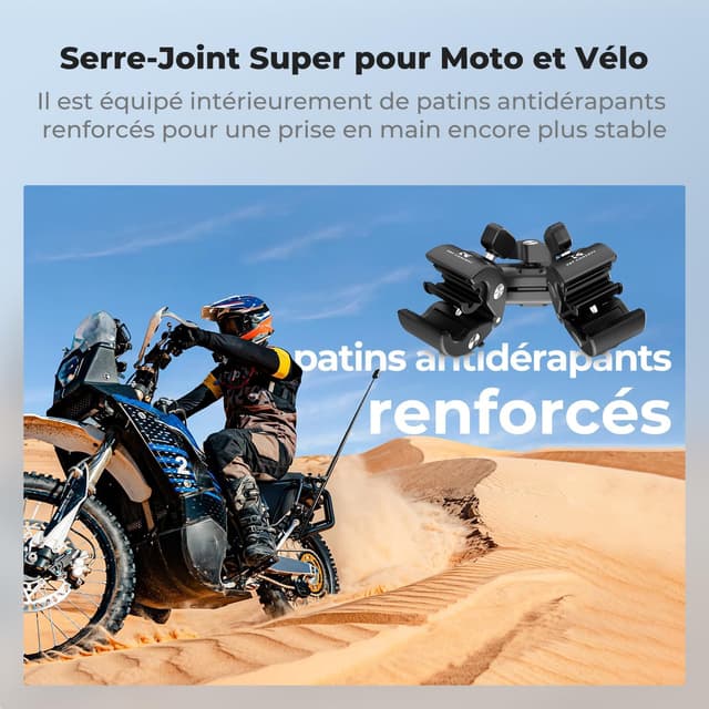 Detalle de K&F CONCEPT Double pince super serrage avec tête sphérique 360° – support universel pour guidon, perche et trépied