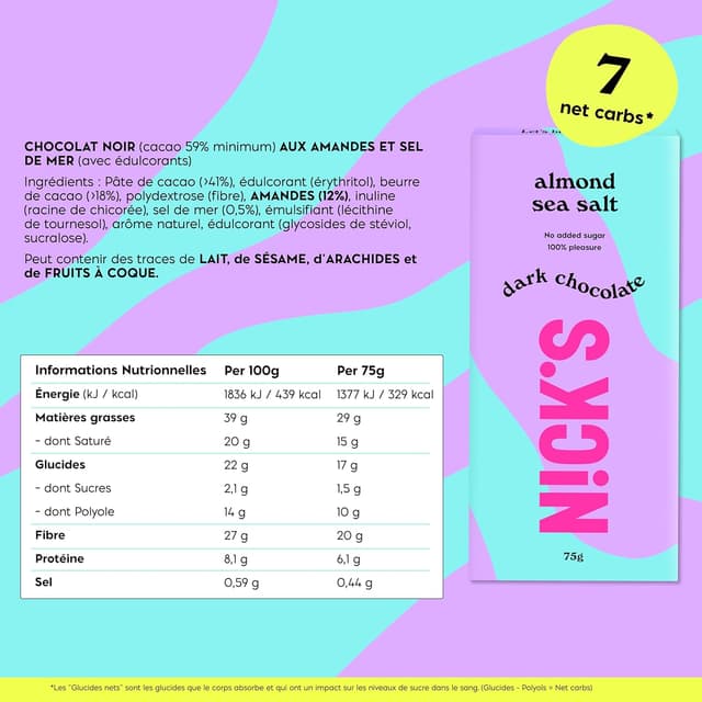 Thumbnail 1 de NICKS Chocolat noir amande-fleur de sel ⚡
