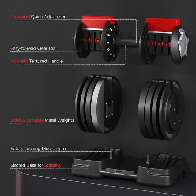 Thumbnail 6 de Yaheetech adjustable dumbbell set 24 kg