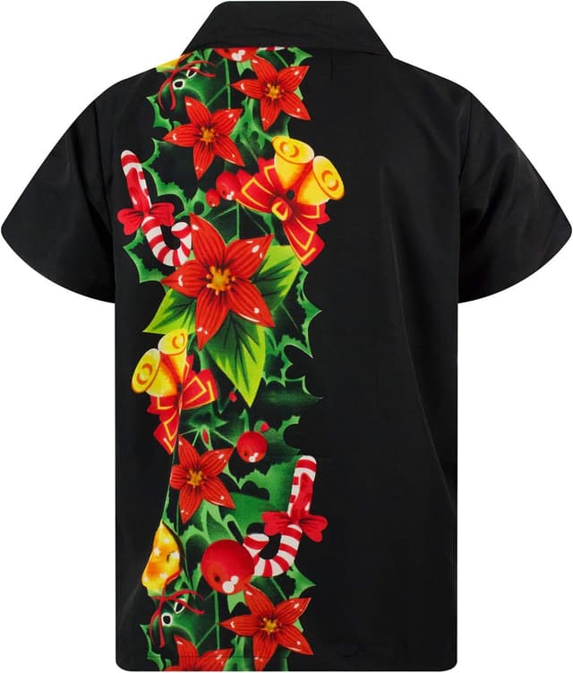 Detalle de Men's Ugly-Christmas-Shirts Funky Short-Sleeve Ginger-Bread Print Button-Up Shirt