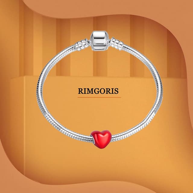Detalle 2 de Rimgoris charm in argento sterling 925 per bracciali e collane (cuore, freccia e simboli)
