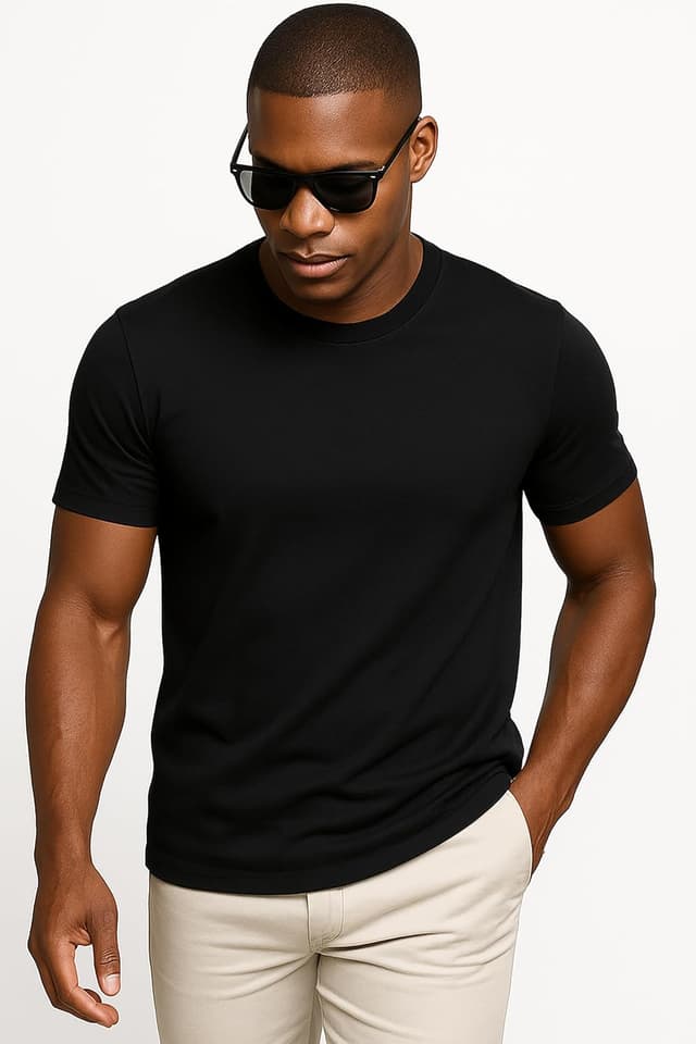 Detalle de Leif Nelson LN920 : t-shirt d’été homme à col rond en coton, coupe slim moderne