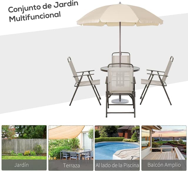 Thumbnail 5 de Outsunny Conjunto jardín 6 piezas 80 cm