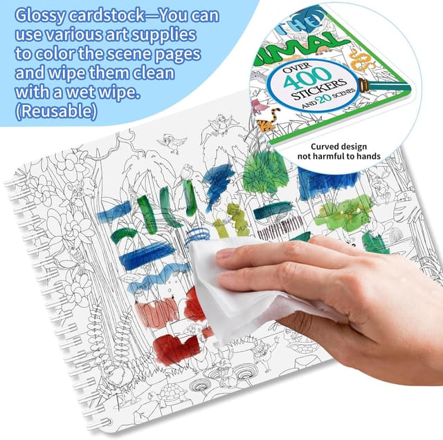 Detalle de Kalysky Find The Animal Sticker Book for Kids (20 Scenes, Over 400 Stickers)