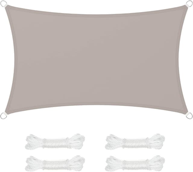 Detalle de SONGMICS Vela Parasole 3 x 5 m in poliestere impermeabile e anti-UV 93% (Tortora, GSH35TP)