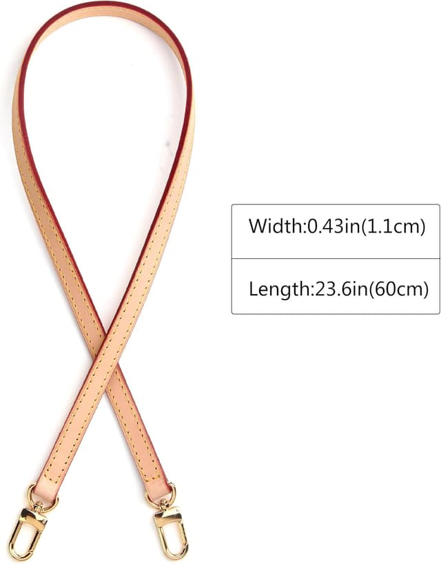 Detalle de Ersatz-Taschenriemen aus Vachetta-Leder von jiesinlov (Multi Pochette Zubehör) – 1,1 cm doppelte Schnalle, 60 cm Länge