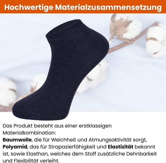 Detalle 2 de dabisocks Sneaker Socken Herren & Damen – 10 Paar Premium Baumwollsocken in Schwarz, Weiß & Grau (35-49)