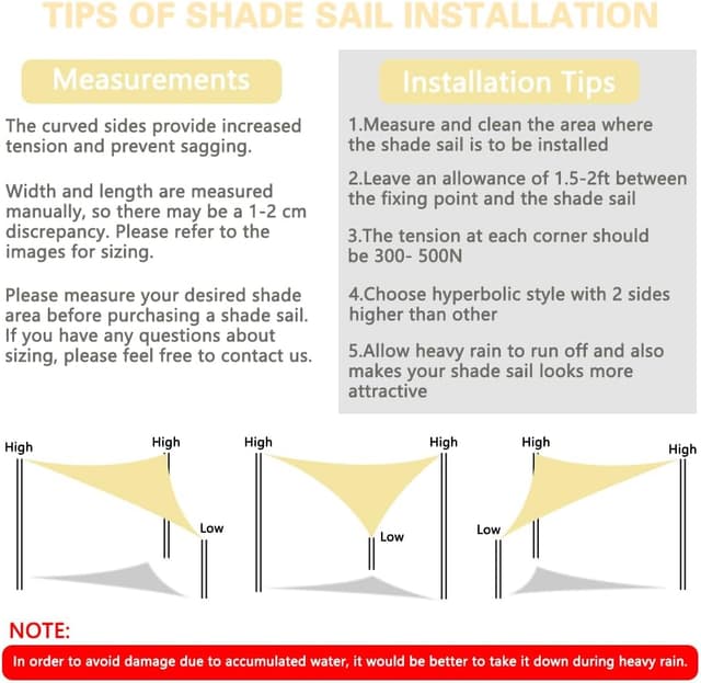 Detalle de OFFCUP Sun Shade Sail 2x2x2m (160gsm) waterproof triangular canopy with 90% UV block and rope – Beige