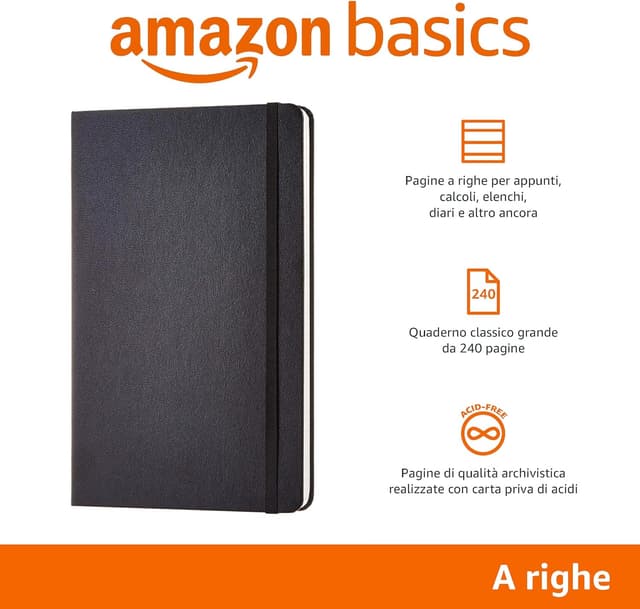 Detalle 2 de Amazon Basics Taccuino classico A5, pagine bianche 📝