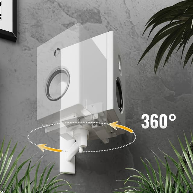 Detalle de RICOO Support mural inclinable et orientable pour enceinte LH023-W (universel) – 2 pièces, blanc