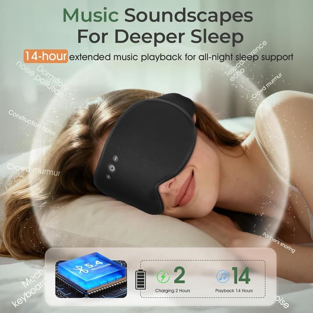 Thumbnail 4 de MUSICOZY Bamboo Cotton Bluetooth 14H sleep headphones