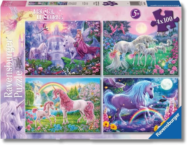 Detalle de Ravensburger Unicorni Magici 4 Pack puzzle bambini (5 anni) da 100 pezzi