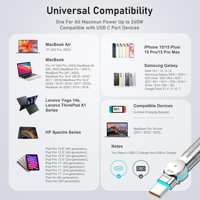 Thumbnail 6 de USB C Cable 10FT 240W ๐