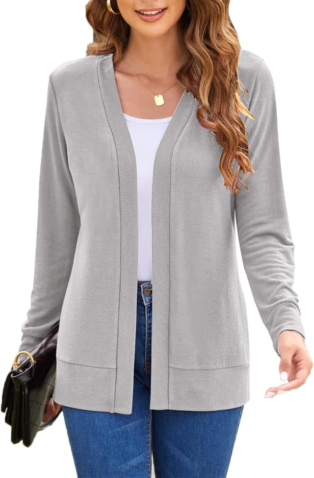 Thumbnail 6 de Womens Lightweight Long Sleeve Open-Front Rayon/Spandex Cardigan Sweater