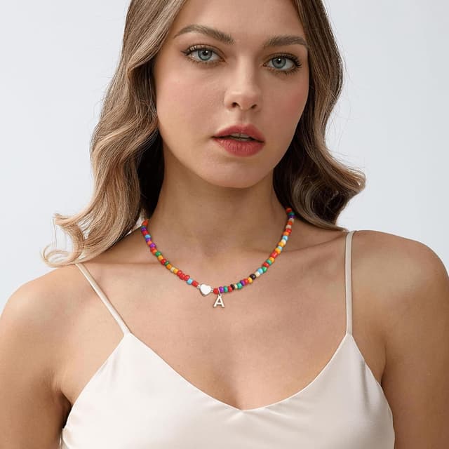 Thumbnail 6 de SLOONG bunte Buchstaben-Perlenkette mit Initialen – handgefertigte personalisierte Namenskette im Choker-Stil