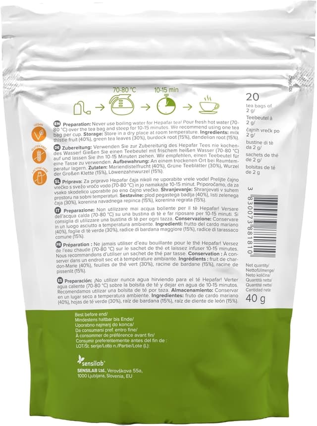 Thumbnail 6 de Sensilab Hepafar Té Detox Hepático 🌿 - 80 Bolsitas