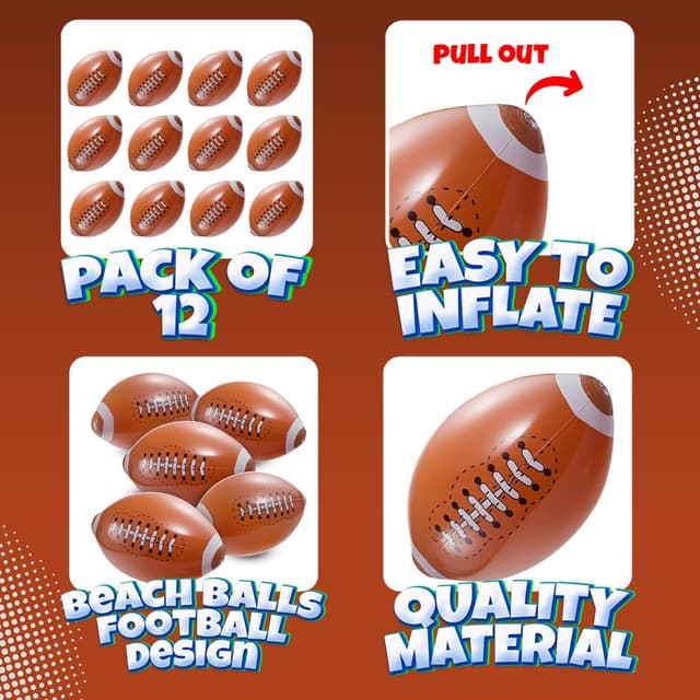 Detalle 2 de Bedwina 12-Pack 16" Inflatable Footballs 🏈