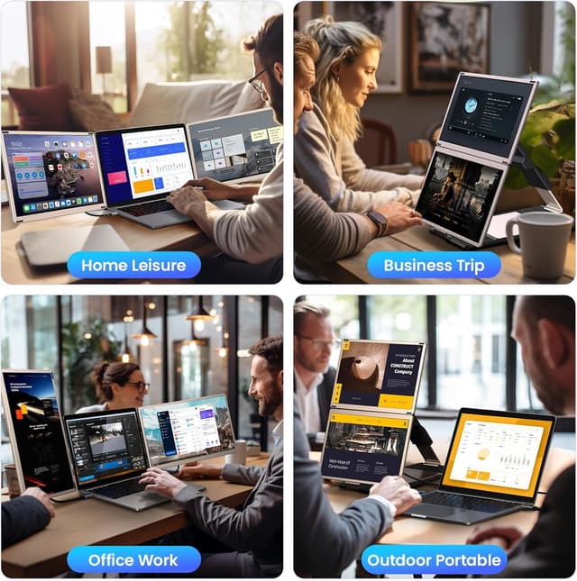 Detalle de Enzion Enzion Laptop Screen Extender (15.6-inch) – Upgraded FHD Triple Portable Monitor, Detachable Dual Screen, Plug & Play