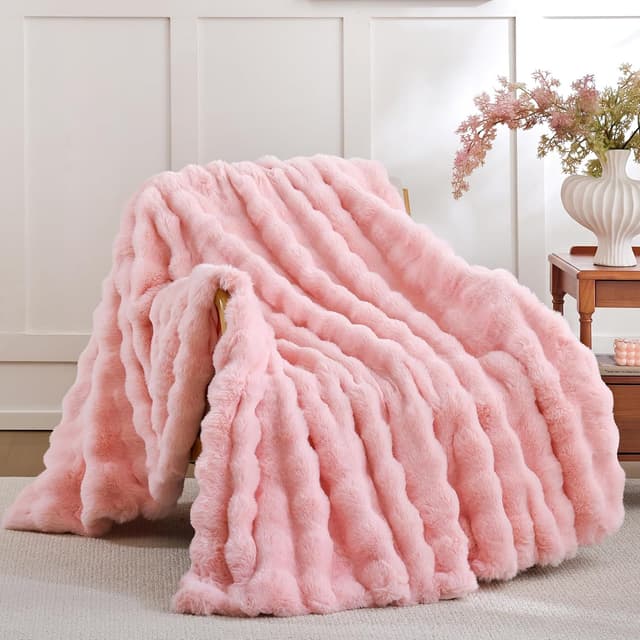 Detalle de Smoofy Faux Fur Throw Blanket 50" x 60" ๐